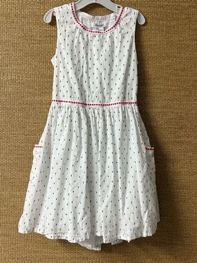 Lilly Wicket Dress Girl’s 8 White Embroidered Dots & Trim